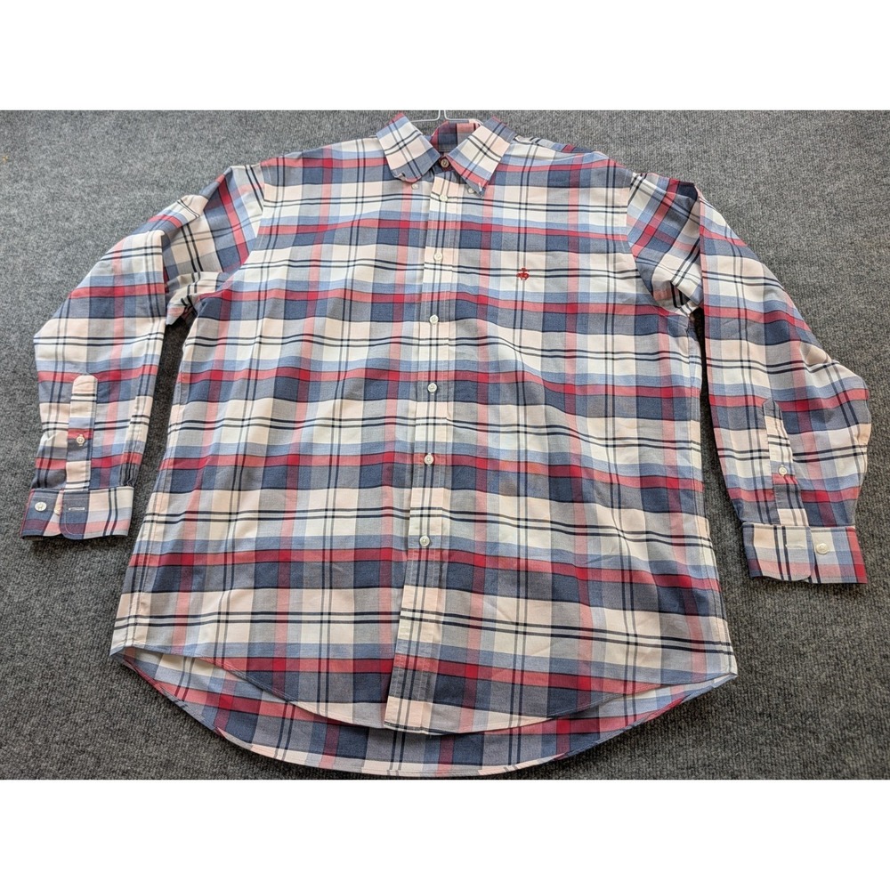 Brooks Brothers Madison Shirt Mens XL Non-Iron Supima Cotton Blue Red Plaid
